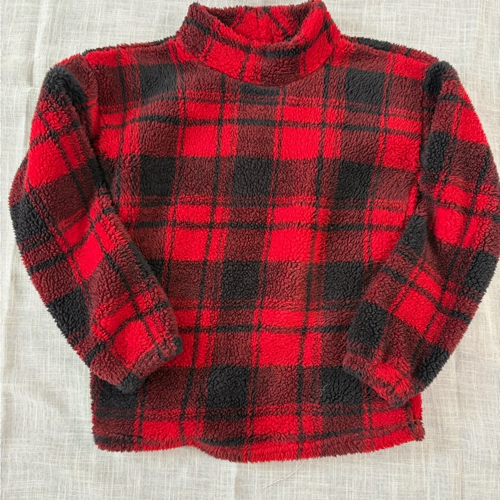 Maurices Red and Black Fleece Top